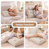 Artiss Headboard Pillow Double Wedge Backrest Triangular with 2 Cushions Beige
