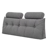 Artiss Headboard Pillow Double Wedge Backrest Triangular with 2 Cushions Grey