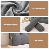 Artiss Headboard Pillow Queen Wedge Backrest Triangular with 2 Cushions Grey