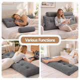 Artiss Headboard Pillow Queen Wedge Backrest Triangular with 2 Cushions Grey