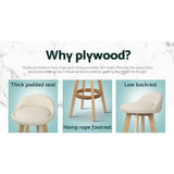 Artiss 2x Bar Stools Padded Leather Wooden Beige