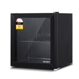 Devanti 46L bar fridge with double-glazed glass door in black