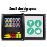 Devanti 46L bar fridge with double-glazed glass door in black