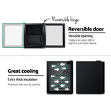 Devanti 46L bar fridge with double-glazed glass door in black