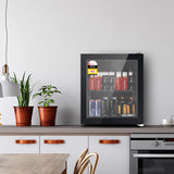 Devanti 46L bar fridge with double-glazed glass door in black