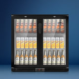 Devanti bar fridge 198L dual glass door black