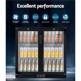 Devanti bar fridge 198L dual glass door black