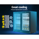 Devanti bar fridge 198L dual glass door black