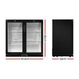 Devanti bar fridge 198L dual glass door black