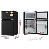 Devanti 85L bar fridge with twin temperature zone, black