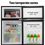 Devanti 85L bar fridge with twin temperature zone, black