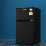 Devanti 85L bar fridge with twin temperature zone, black