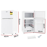 Devanti 85L bar fridge with mini freezer compartment, white