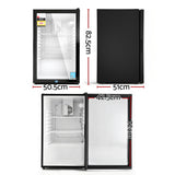 Devanti 105L Bar Fridge Glass Door Mini Fridge Countertop Cooler Black