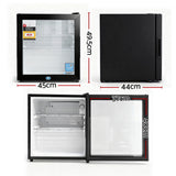 Devanti 40L bar fridge glass door black