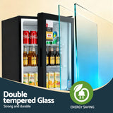 Devanti 56L Bar Fridge Glass Door Mini Fridge Countertop Cooler Black