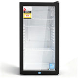 Devanti 78L bar fridge glass door black