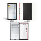Devanti 78L bar fridge glass door black