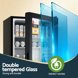 Devanti 78L bar fridge glass door black