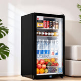 Devanti 78L bar fridge glass door black