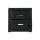Artiss Bedside Table 2 Drawers Side Table Leather - CADEN Black