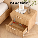Artiss Queen Bed Frame and 2 Bedside Table Set, Boucle Upholstery Platform Bed