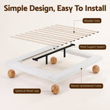 Artiss Queen Bed Frame with Boucle Upholstery and Solid Rubber Wood Legs