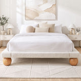 Artiss Queen Bed Frame with Boucle Upholstery and Solid Rubber Wood Legs