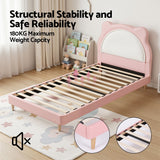 Artiss King Single Pink Kids Bed Frame for Girls Bedroom Cute Animal Upholstered