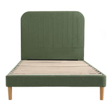 Artiss King Single Bed Frame, Green Faux Linen with Wooden Slats