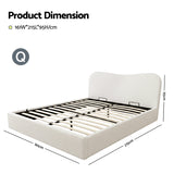 Artiss Queen Bed Frame with Gaslift Storage Wooden Platform Mattress Base Boucle Upholstered White