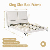 Artiss King Size Bed Frame with Adjustable Headboard, PU Leather