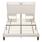 Artiss Double Bed Frame with USB Charging and Side Storage Shelves Beige