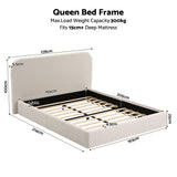 Artiss Queen Bed Frame with Bouclé Headboard, USB-C Charging & Night Lights