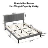 Artiss Double Bed Frame with Adjustable Headboard, Grey, 300kg Capacity