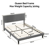 Artiss Queen Bed Frame with Adjustable Headboard, Grey, 300kg Capacity