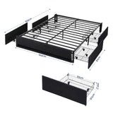 Artiss Double Bed Frame with Storage Drawers RGB Lights Charging Station Upholstered Fabric