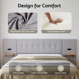 Artiss King Bed Frame with Wide Headboard, Floating Shelves and USB Grey