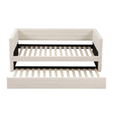 Artiss Single Daybed with Trundle, Boucle Upholstered Bed Frame Guest Bed