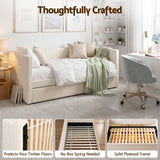 Artiss Single Daybed with Trundle, Boucle Upholstered Bed Frame Guest Bed