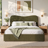 Artiss Double Bed Frame with Storage Drawer, Chenille Curved Headboard
