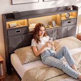 Artiss Double Bed Frame with 2 Storage Drawers & Headboard, USB Charging Station, RGB LED Light