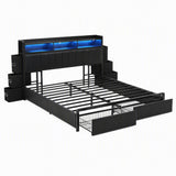 Artiss King Bed Frame with Storage Headboard, 2 Drawers, Charging Station & LED Light