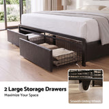 Artiss King Bed Frame with Storage Headboard, 2 Drawers, Charging Station & LED Light