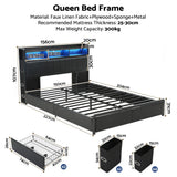 Artiss Queen Bed Frame with Storage Headboard, 2 Drawers, Charging Station& LED Light
