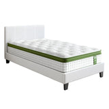 Artiss Single Bed Frame with Hybrid Mattress Set 30cm Medium Firm Platform Headboard Boucle Upholstered Pocket Coil for Pressure Relief