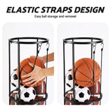 Everfit Vertical Ball Storage Rack with Wheels Sports Equipment Organiser