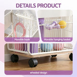 Everfit Yoga Mat Storage Rack Mobile Holder with Wheels Basket Home Gym Storage Organizer White