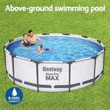 Bestway Swimming Pool 366x100cm Steel Frame Round Above Ground Pools w/ Filter Pump 9150L