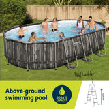 Bestway Swimming Pool Steel Frame Pool Set 6.1x3.66m w/ Filter Pump Ladder Cover